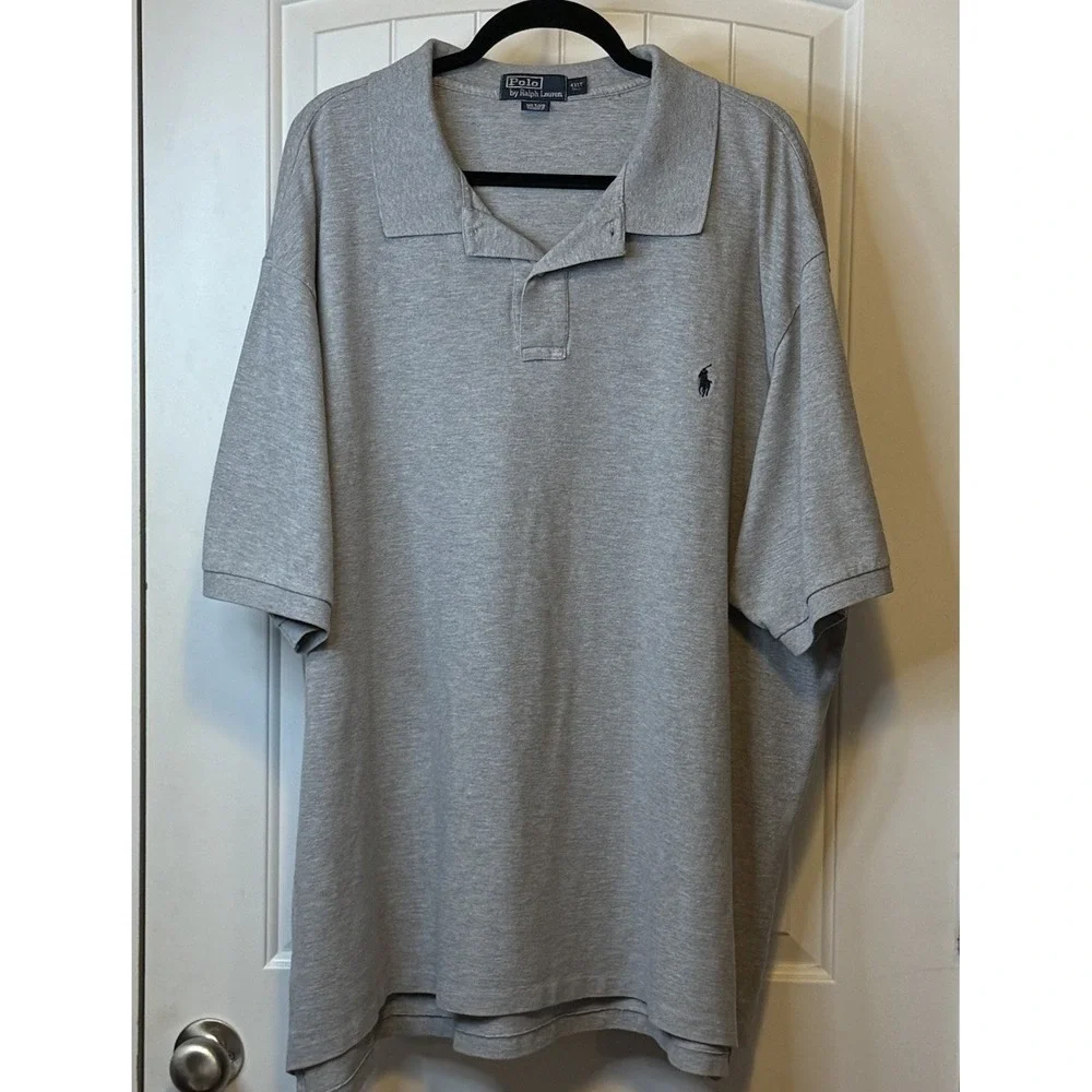 Polo Ralph Lauren Shirt Gray 4XL Cotton Workwear Casual Short Sleeve Big Tall